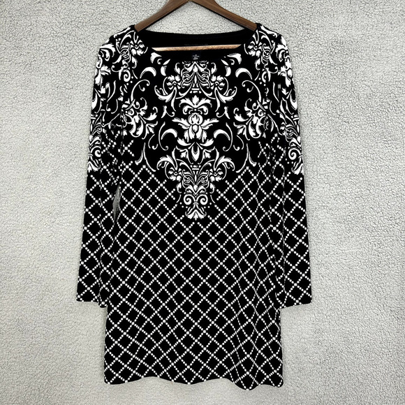 White House Black Market Shift Dress Womens Medium Geometric Diamond Boho Artsy‎ - Picture 1 of 7
